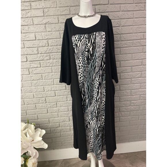 White Mark Long Sleeve Animal Print Dress Size 3X NWT - Picture 2 of 11